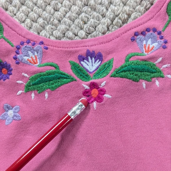 Mini Boden Pink Girls Crossback Dress with Floral Embroidery - Picture 5 of 5
